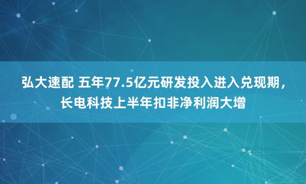 弘大速配 五年77.5亿元研发投入进入兑现期,长电科技上半年扣非净利润大增